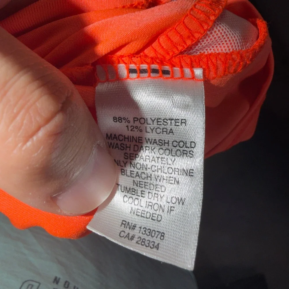 Lucky in Love Womens Neon Orange Sleeveless Tennis Golf Tank Top V-Neck Size M